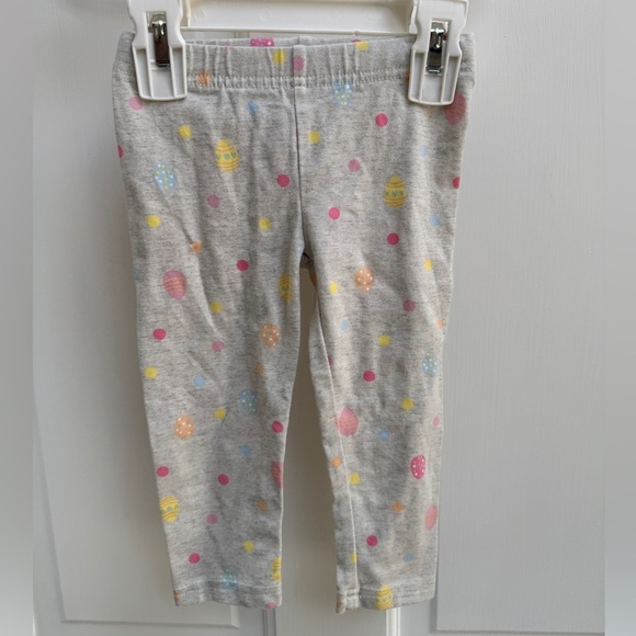 NWOT Carter's 3T Girls Gray Polka Dot Easter Egg Stretchy Leggings Pants - Picture 1 of 5